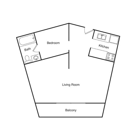 Floor plan for studio, 1 bath, 700 sqft